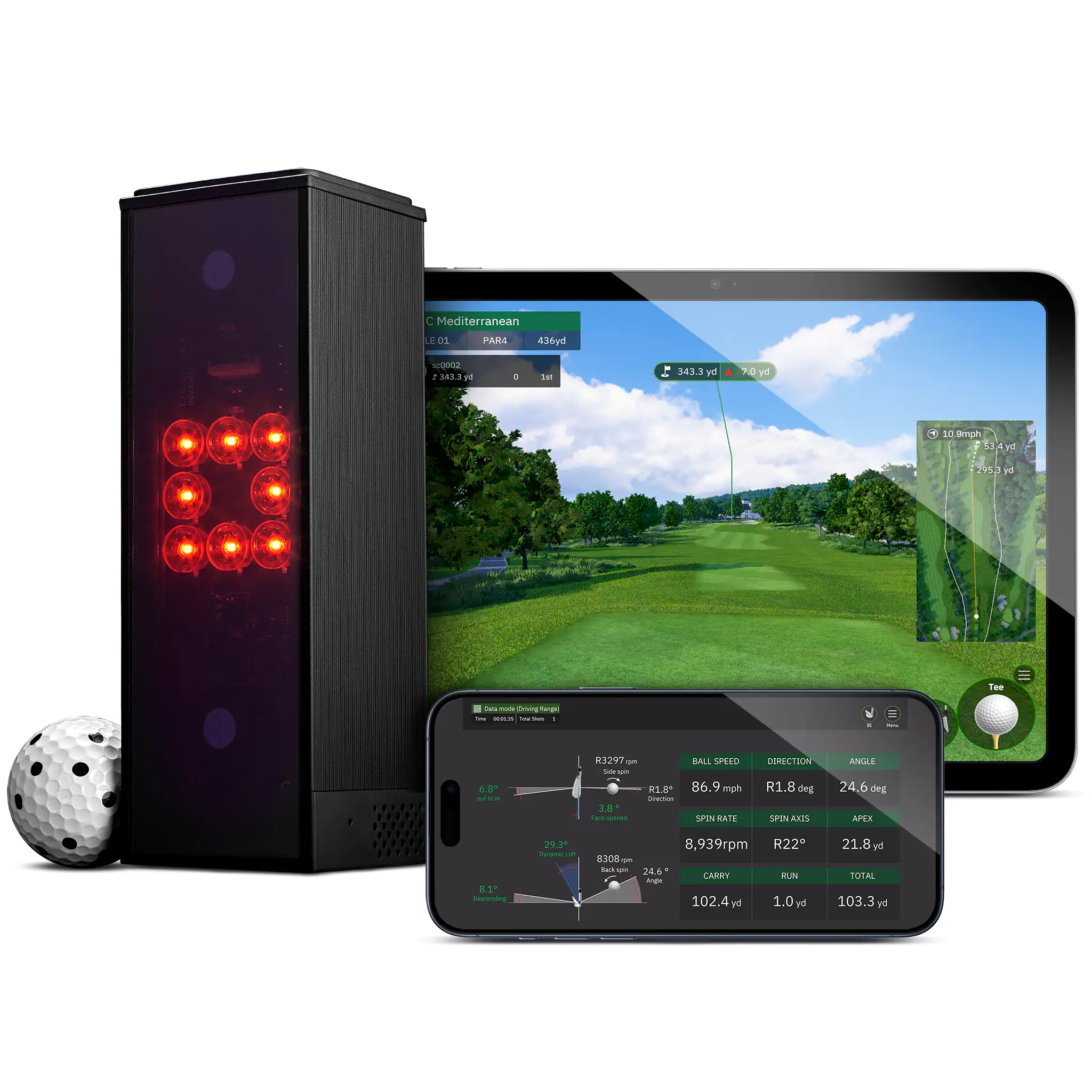 Square Launch Monitor photometric golf simulator launch monitor